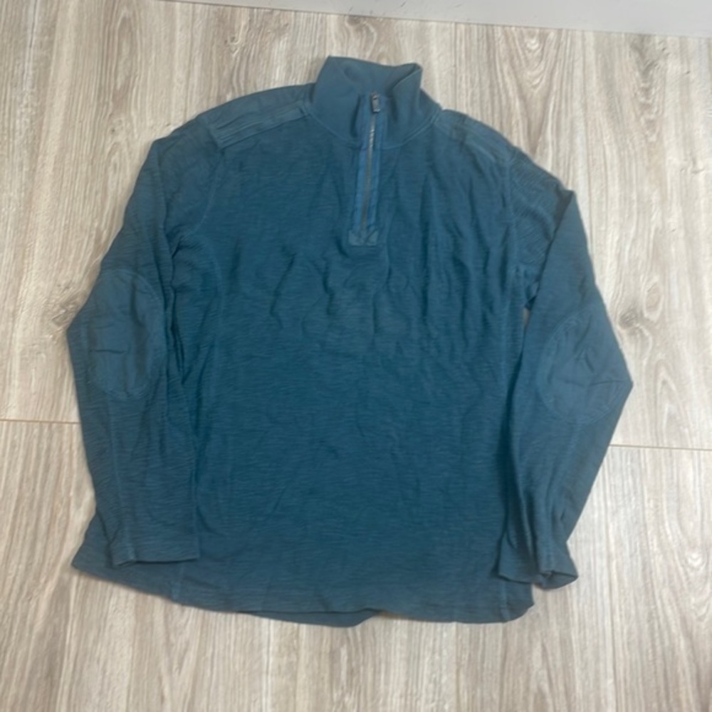 Calvin Klein zip up shirt teal color size Large men 100% cotton